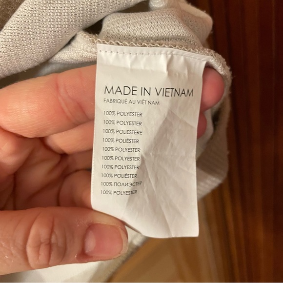 Club Monaco Striped Mockneck Top - White Khaki Vertical Stripes - size L - Picture 9 of 14